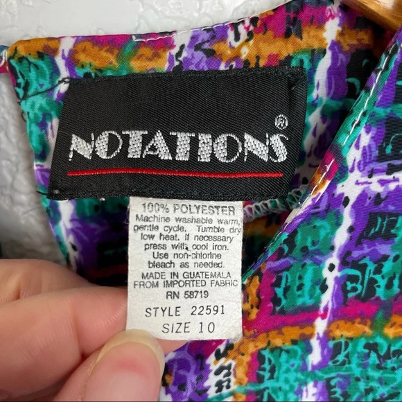 Vintage Notations Abstract Geometric Print Plaid Blouse Size 10 Maximalist 90's - Picture 3 of 10